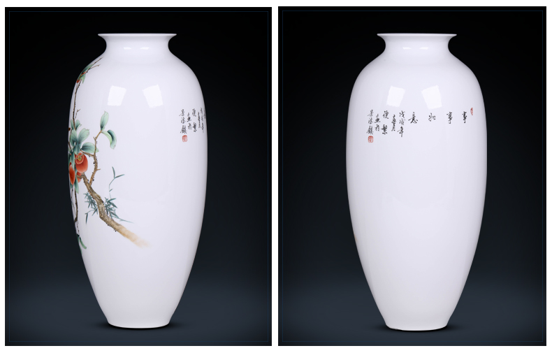 Jingdezhen hand - made painting of flowers and new Chinese style ceramic vases, flower arranging furnishing articles, the sitting room porch rich ancient frame craft ornaments