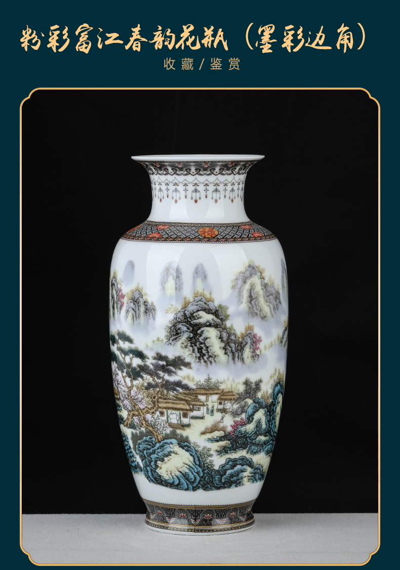 Jingdezhen ceramics powder enamel three - piece contracted sitting room of home furnishing articles adornment flower arrangement of Chinese style restoring ancient ways the vase