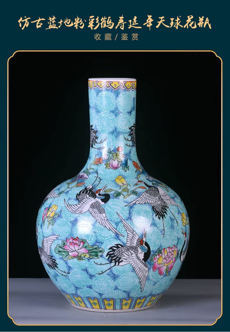 Jingdezhen ceramics by hand the pastel sky vases, flower arranging large new Chinese style sitting room adornment desktop furnishing articles