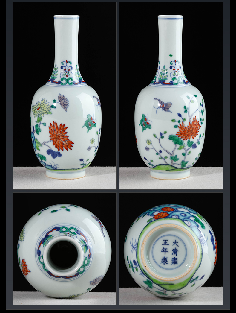Jingdezhen pottery small bucket color of blue and white porcelain vase furnishing articles sitting room of Chinese style household flower arranging rich ancient frame ornament