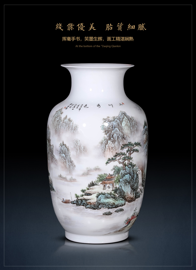 Jingdezhen ceramic vase hand - made vases furnishing articles sitting room office decoration decoration of Chinese style household bottle arranging flowers