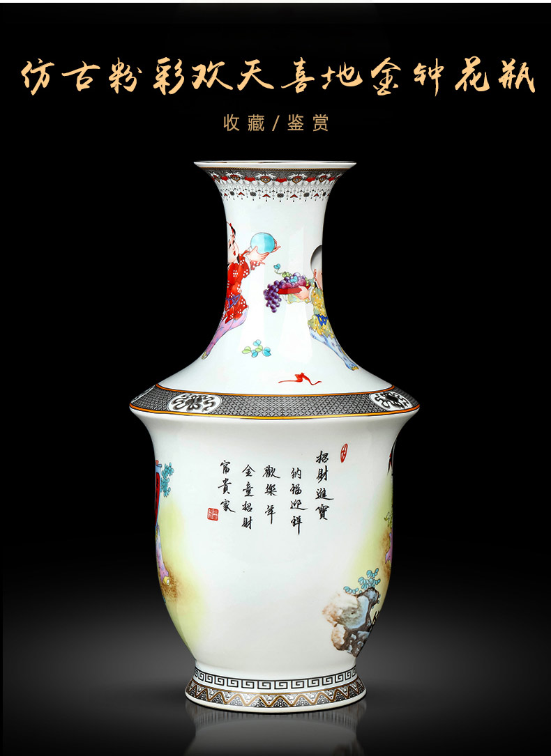 Jingdezhen ceramics pastel landscape vase furnishing articles sitting room of Chinese style household flower adornment TV ark, furnishing articles