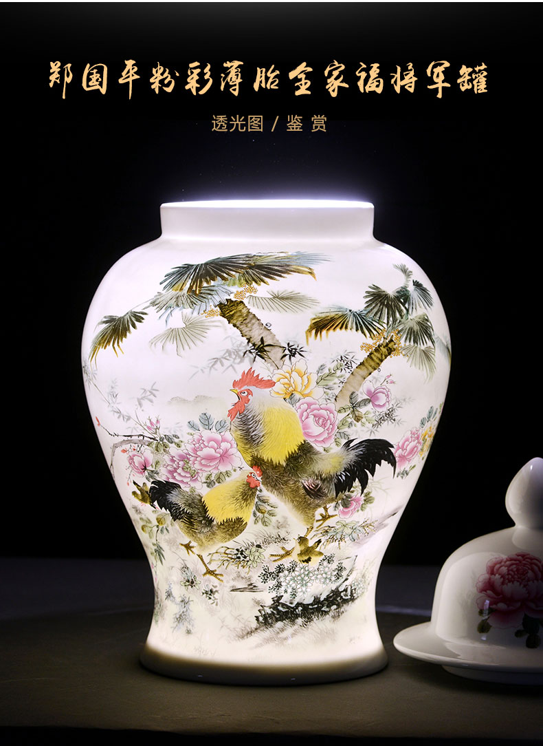 Jingdezhen ceramic vase pastel eggshell porcelain flower arrangement sitting room adornment study ancient frame of Chinese style household furnishing articles