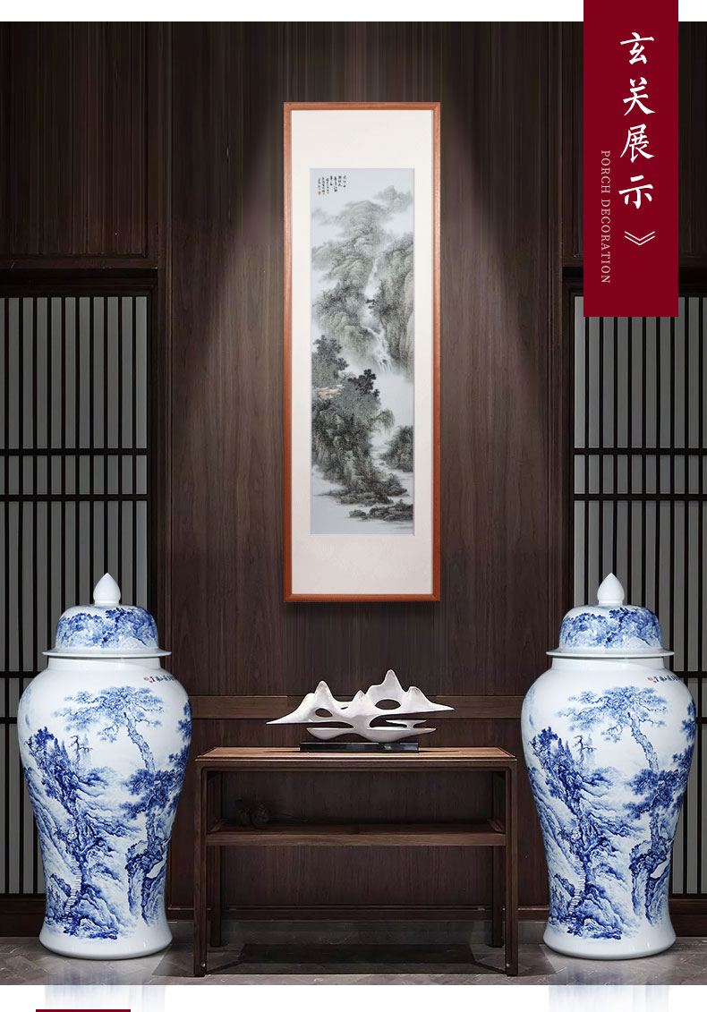 Hotel general hand - made of blue and white porcelain of jingdezhen ceramics oversized tank the sitting room porch place, ground decoration