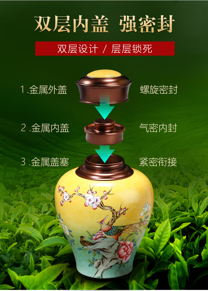 Jingdezhen manual caddy fixings tea storage jar with cover the food - grade sealed as cans ceramic tea pot awake half a catty