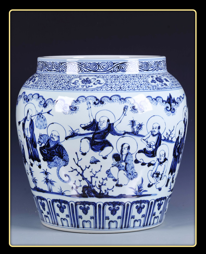 Jingdezhen ceramic aquarium place large flower pot imitation Ming xuande is blue and white porcelain of the big Chinese courtyard sitting room adornment