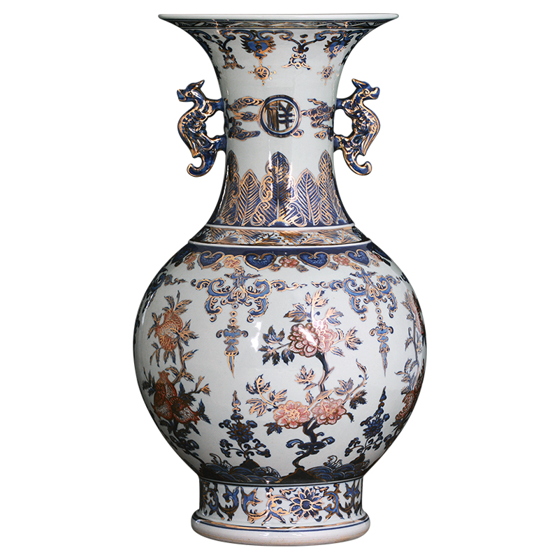 Large blue and white porcelain of jingdezhen ceramics vase furnishing articles of Chinese style household living room TV cabinet decorative arts and crafts