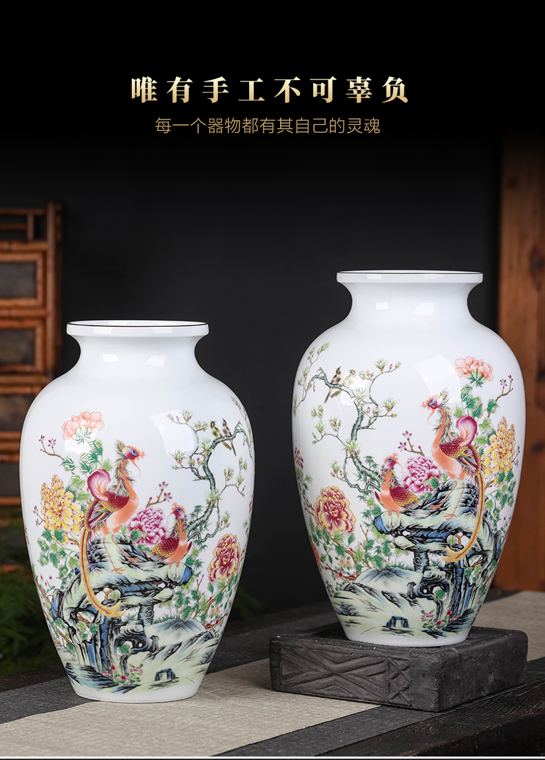 Jingdezhen ceramics vase pastel thin body porcelain flower arrangement craft sitting room of Chinese style household decoration porcelain furnishing articles