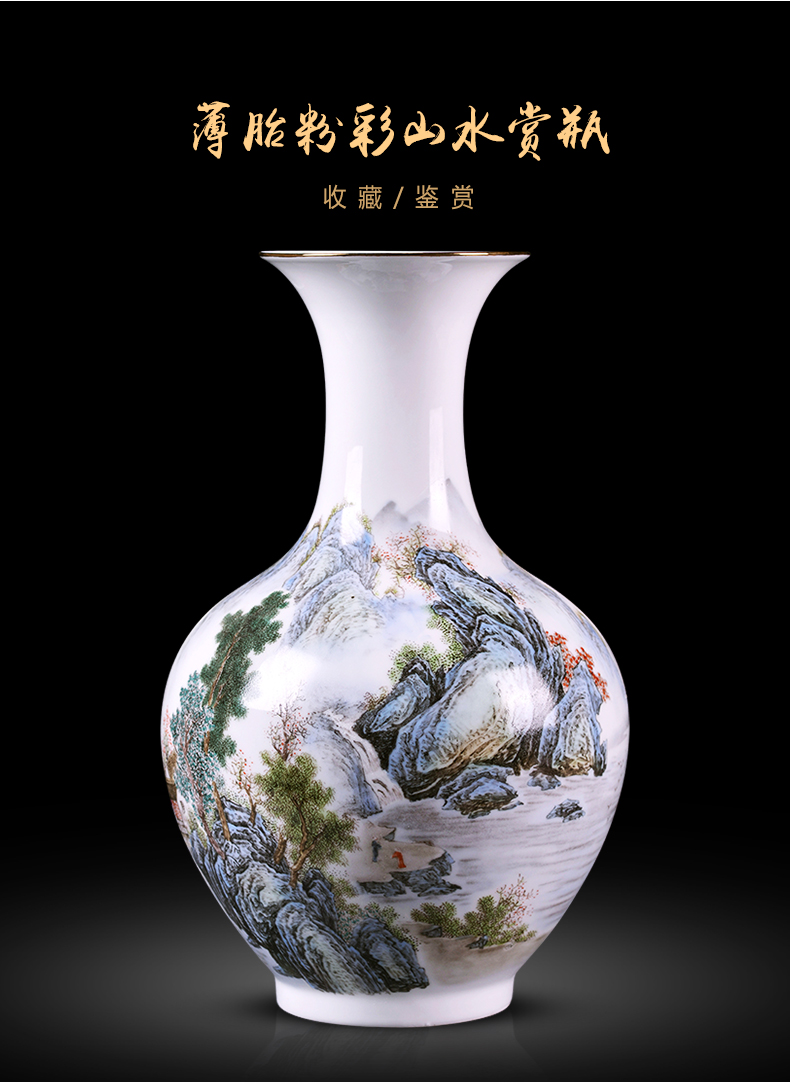 Jingdezhen blue and white porcelain vase and thin body porcelain antique Chinese style household flower arrangement sitting room adornment is placed