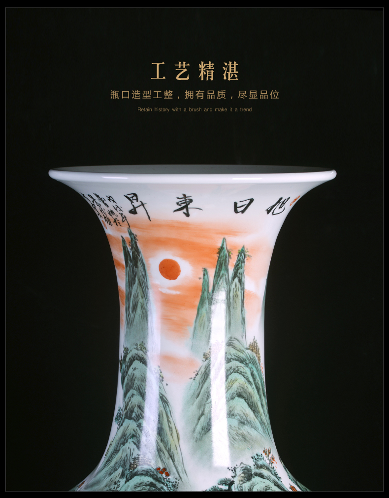 Jingdezhen ceramics hand - made scenery of large vases, large Chinese style living room furnishing articles to heavy office decoration