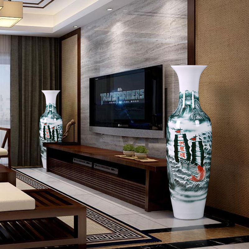 Jingdezhen ceramics hand - made a smooth landing big vase to heavy sitting room adornment is placed large hotel