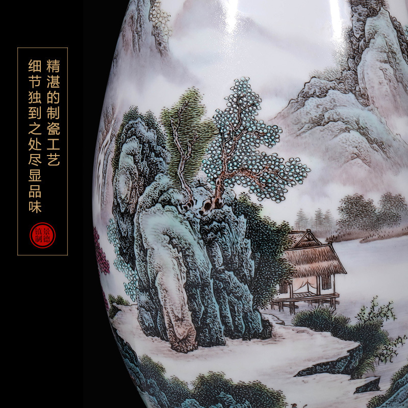 Jingdezhen ceramic hand - made pastel lake house vases, flower arranging new Chinese style household decorations TV ark, furnishing articles