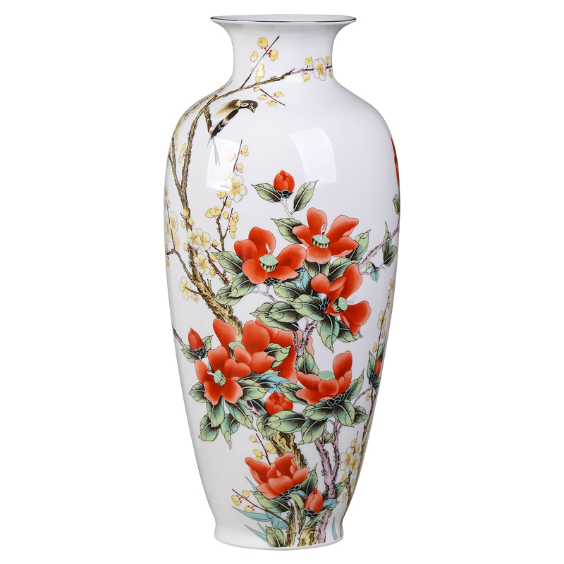 Jingdezhen ceramic powder enamel vase thin body is the sitting room of Chinese style household flower arranging TV ark adornment porcelain furnishing articles