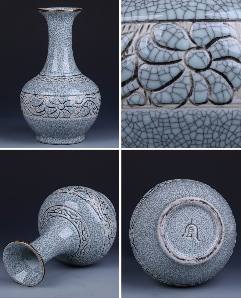 Jingdezhen ceramic vases, flower arrangement sitting room adornment of new Chinese style restoring ancient ways crack porcelain TV ark, rich ancient frame furnishing articles