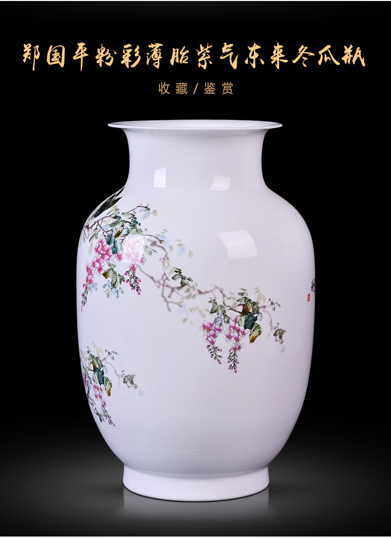 Jingdezhen ceramic vase pastel eggshell porcelain flower arrangement sitting room adornment study ancient frame of Chinese style household furnishing articles