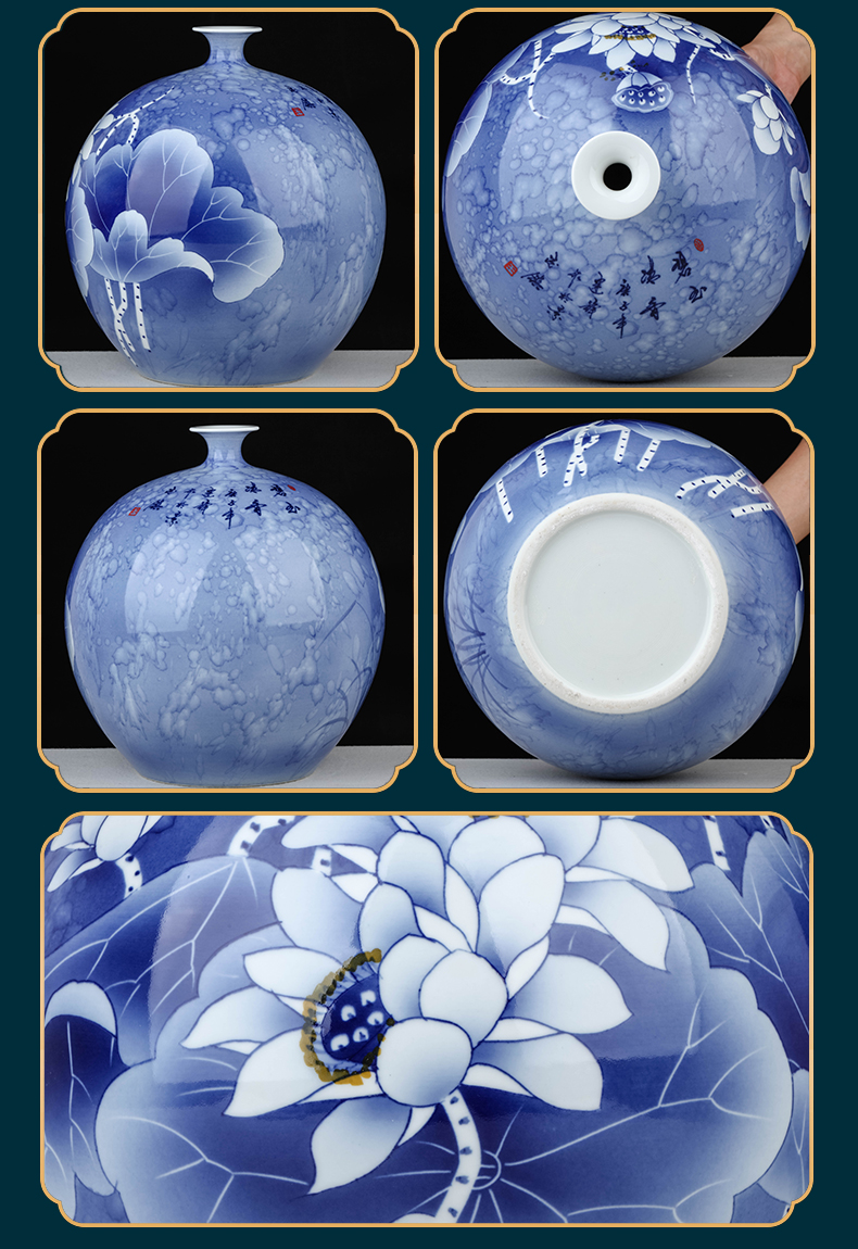 Jingdezhen ceramic blue and white porcelain vases, flower arrangement is a new Chinese style household, sitting room adornment desktop furnishing articles TV ark