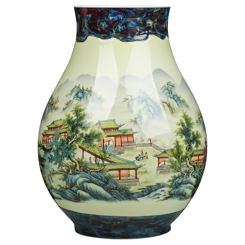 Jingdezhen ceramics powder enamel vase flower arrangement sitting room adornment of Chinese style household furnishing articles porch TV ark, decoration