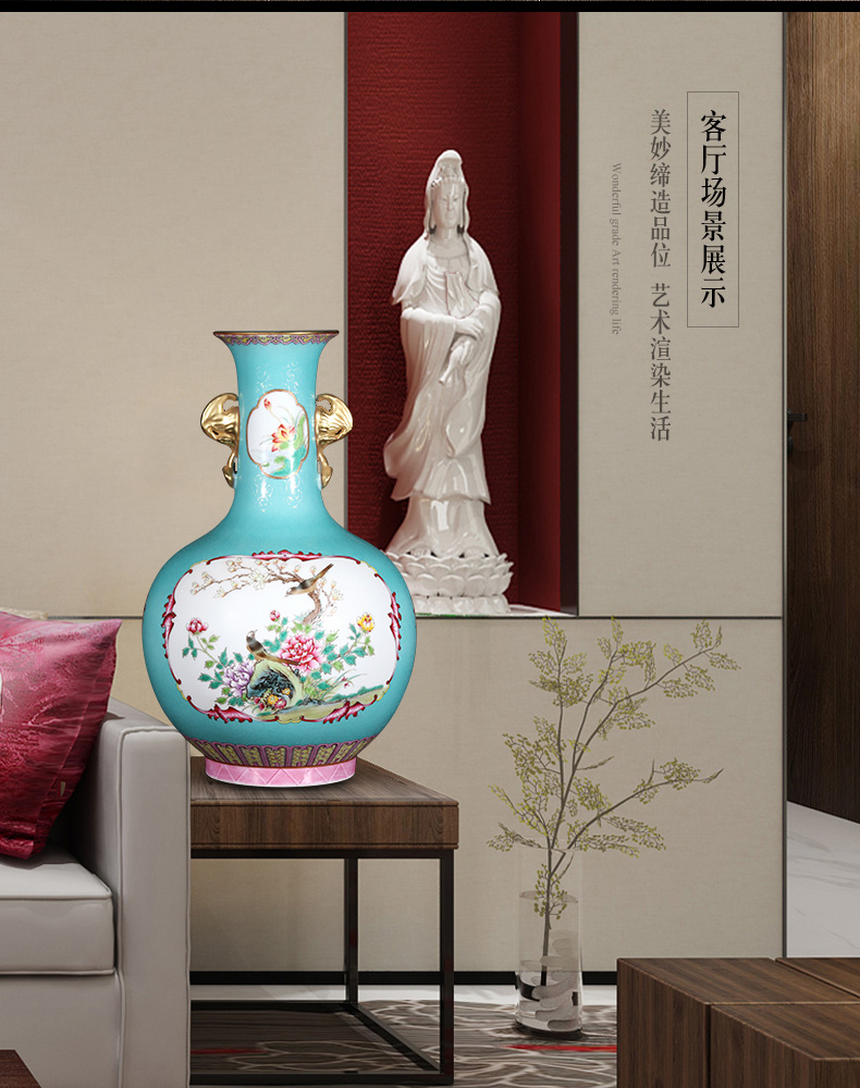 Jingdezhen ceramics imitation the qing qianlong blue scramble for flowers open the painting of flowers and household adornment design gift furnishing articles