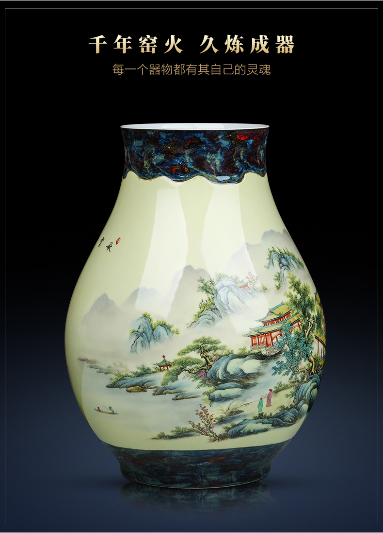 Jingdezhen ceramics powder enamel vase flower arrangement sitting room adornment of Chinese style household furnishing articles porch TV ark, decoration
