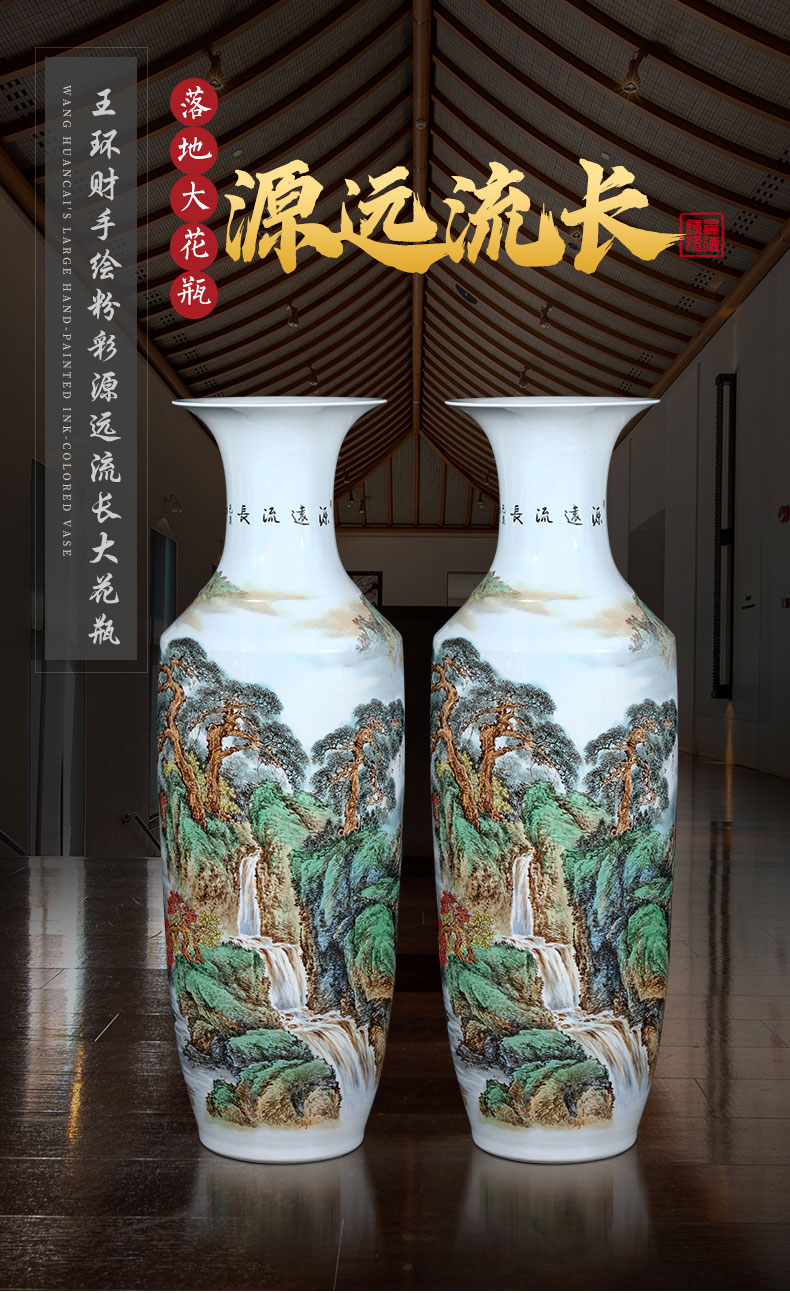 Jingdezhen ceramics by hand draw pastel big vase landing place hotel opening gifts oversized living room