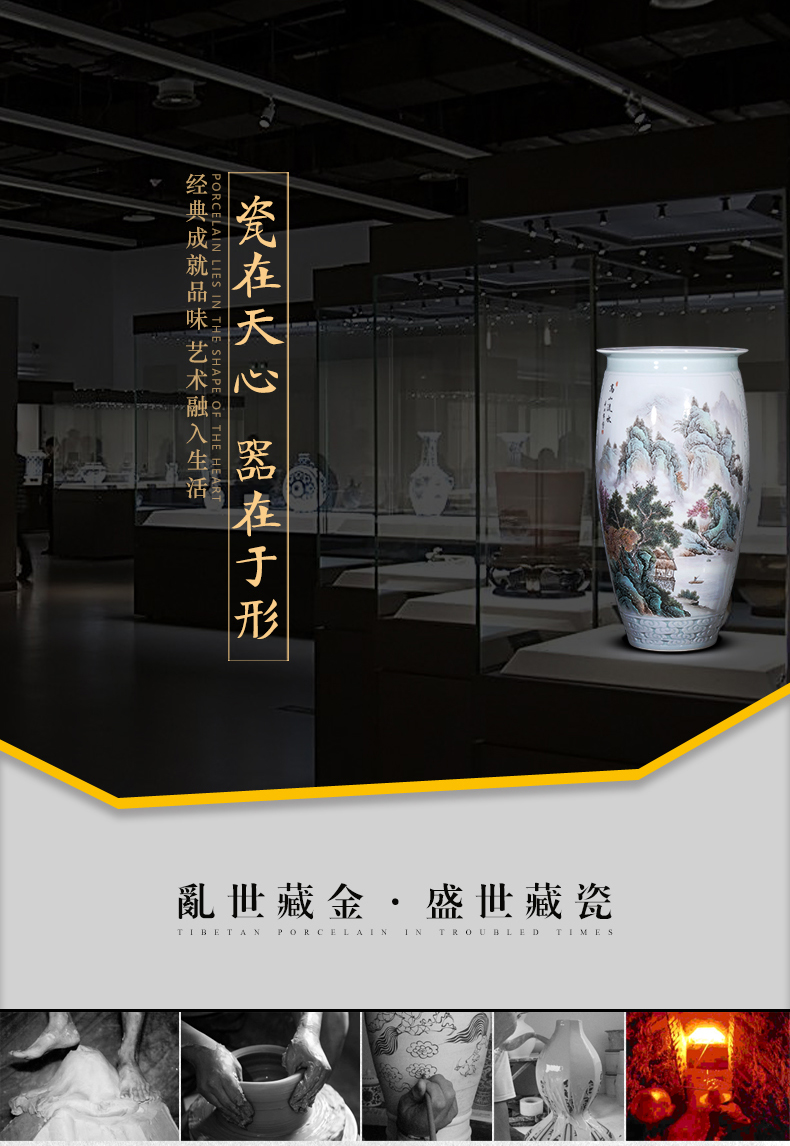 Jingdezhen ceramics vase furnishing articles by hand - made famille rose porcelain of the sitting room of Chinese style household porch decorate gifts