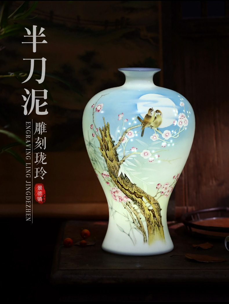 Jingdezhen ceramic hand - made vases porcelain bottle knife clay flower arranging Chinese style living room home furnishing articles