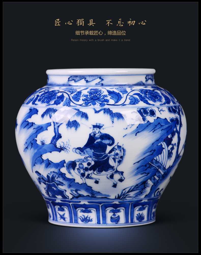 Jingdezhen ceramic vase famous hand - made imitation of yuan blue and white porcelain living room TV cabinet decoration of Chinese style household furnishing articles