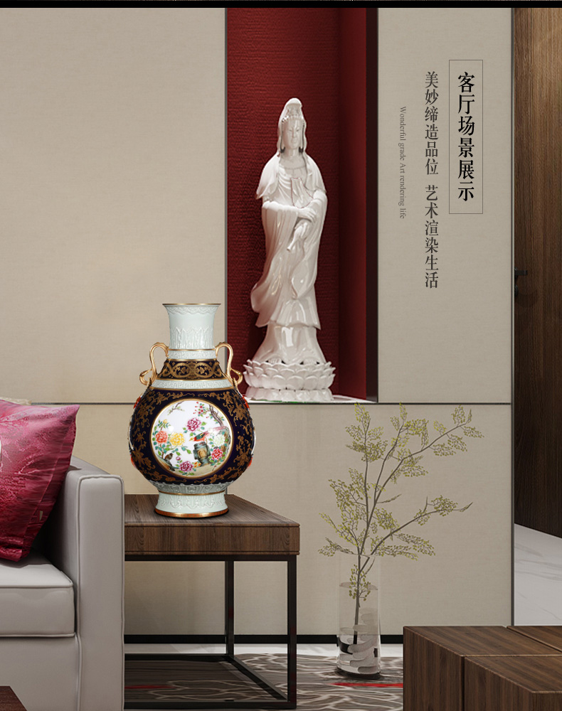 Jingdezhen ceramics vase archaize pastel dress with okho spring bottle of rich ancient frame of Chinese style household ornaments