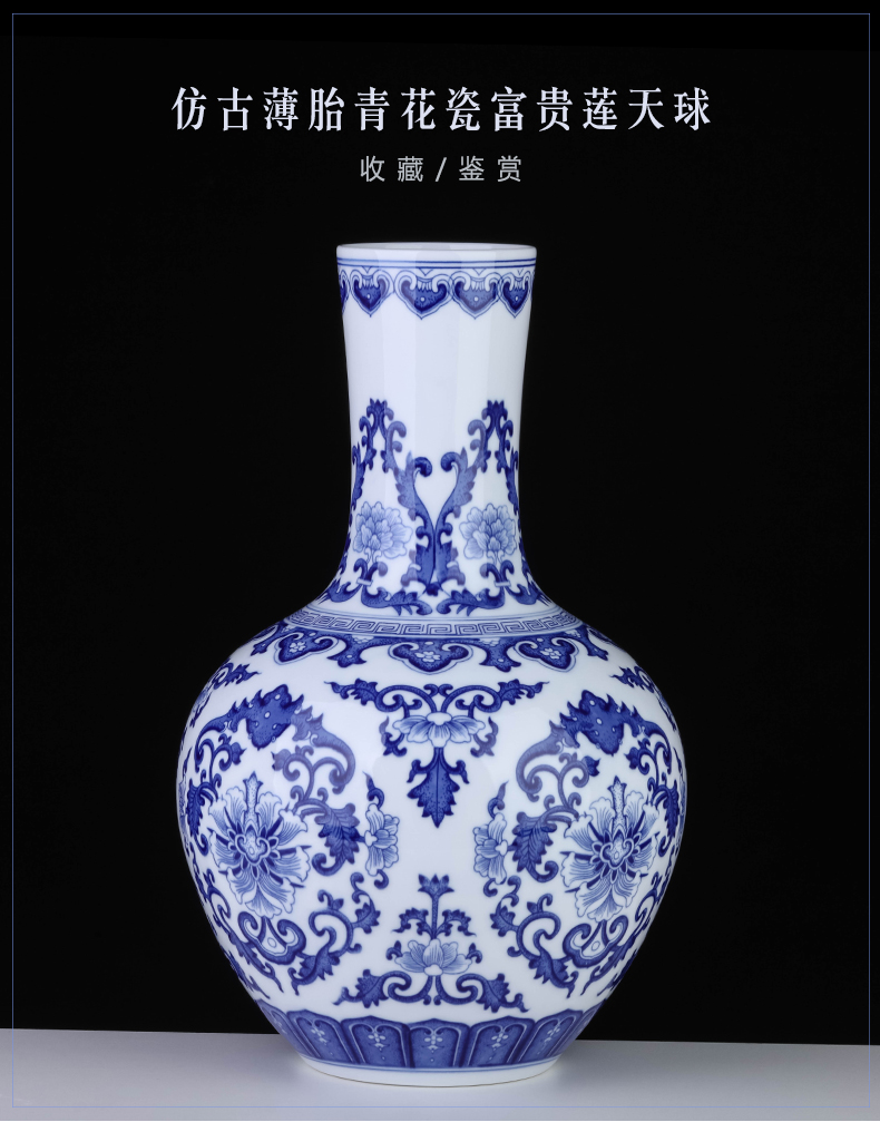 Jingdezhen blue and white porcelain youligong ceramic vases, antique Chinese style furnishing articles sitting room porch household adornment flower arrangement