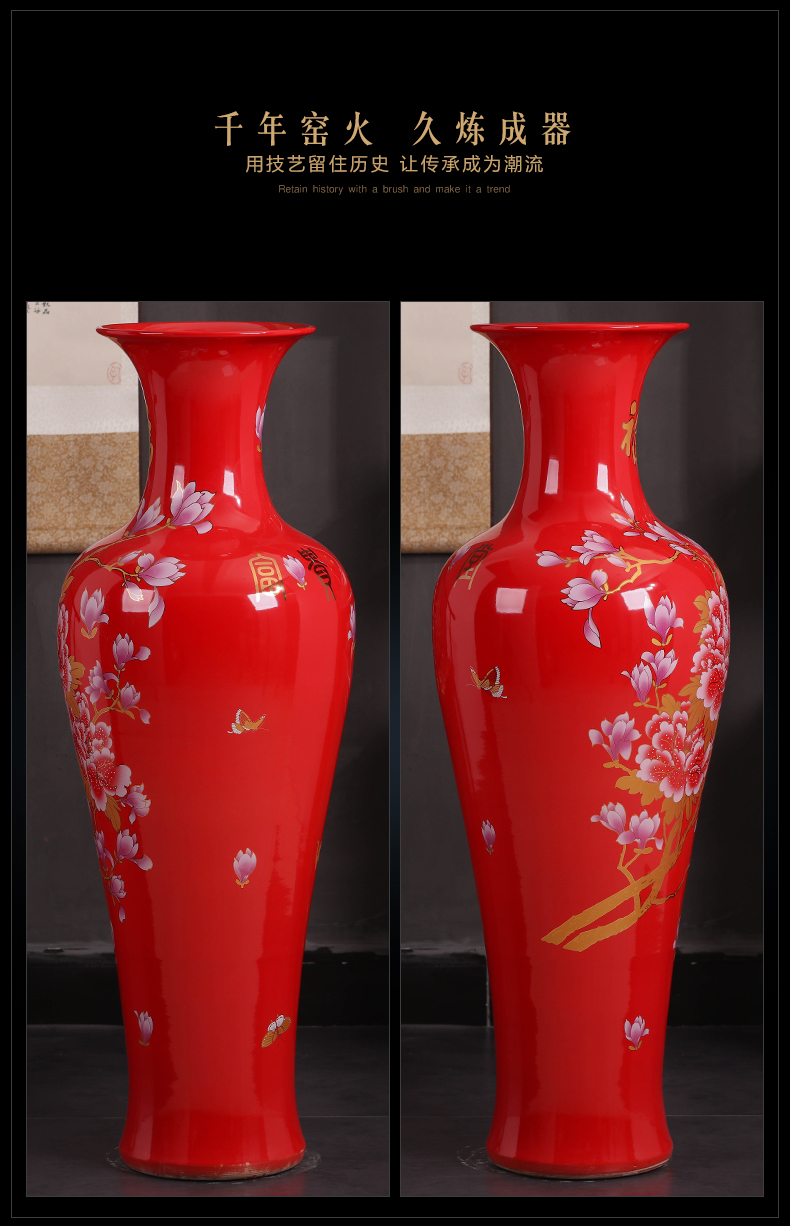 Jingdezhen ceramics Chinese style villa living room porch ground vase furnishing articles large hotel decoration gifts