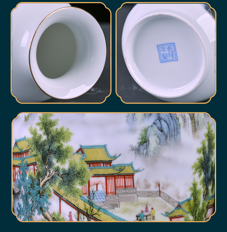 Archaize of jingdezhen ceramics powder enamel vase small flower arranging Chinese style household adornment desktop furnishing articles rich ancient frame