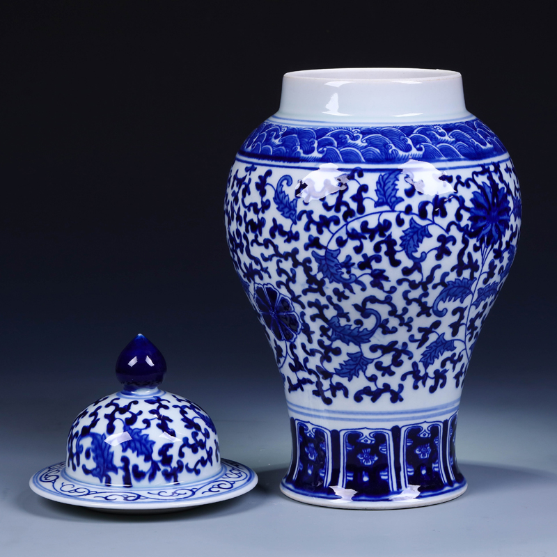 Jingdezhen ceramic vases, flower receptacle furnishing articles archaize the general pot of blue and white porcelain vase home sitting room fashion accessories