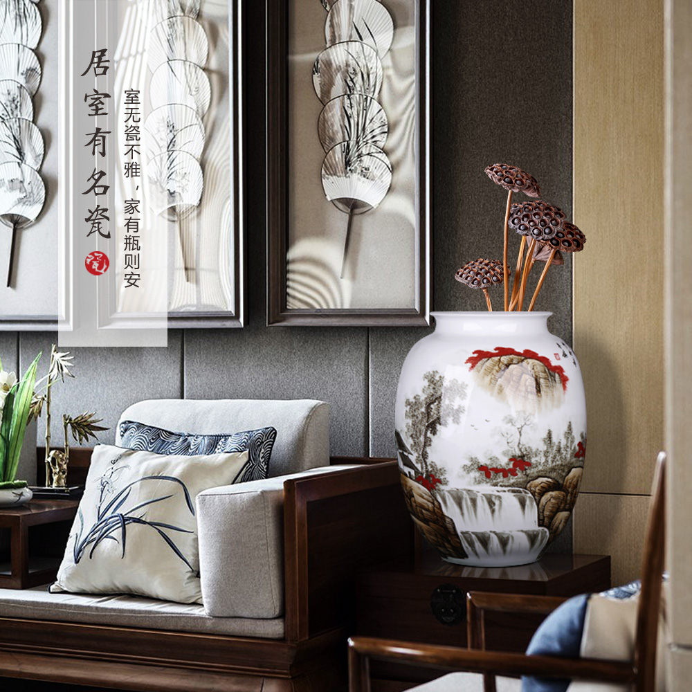 Jingdezhen ceramics famous hand - made mountain people vases, flower arrangement, the new Chinese style sitting room adornment is placed