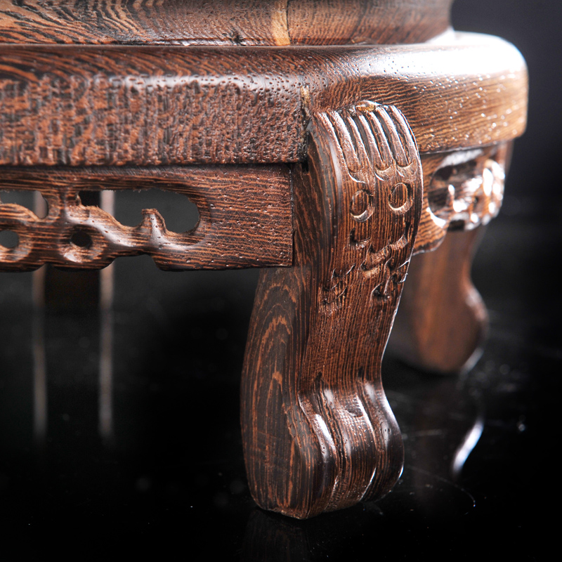 Wooden round high classical vase Joe wood carve patterns or designs on woodwork pot base manual wenge circle