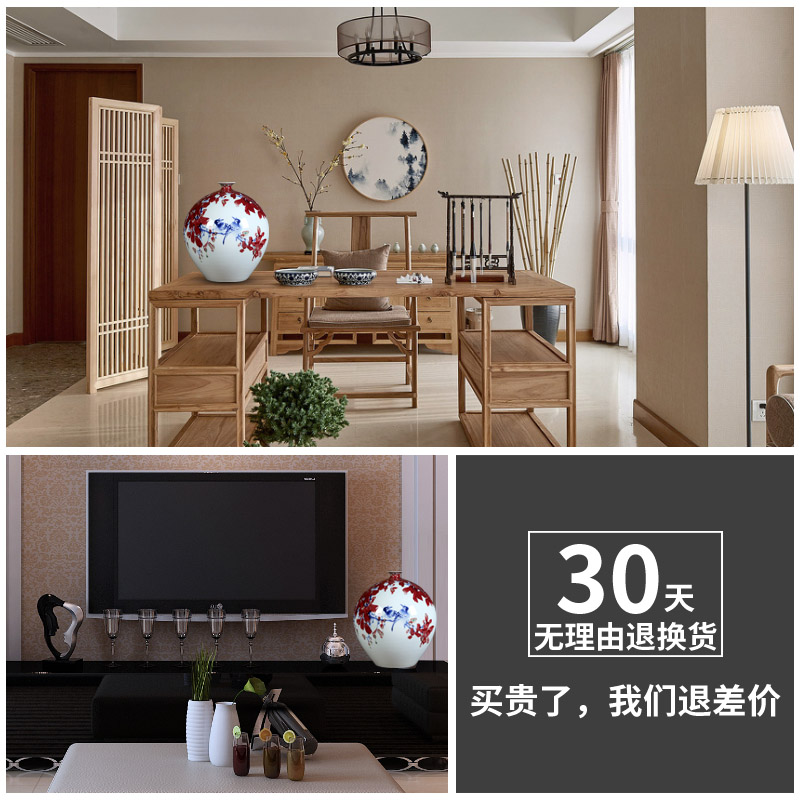 Jingdezhen ceramics hand - made porcelain youligong flower vase new Chinese zen sitting room adornment is placed