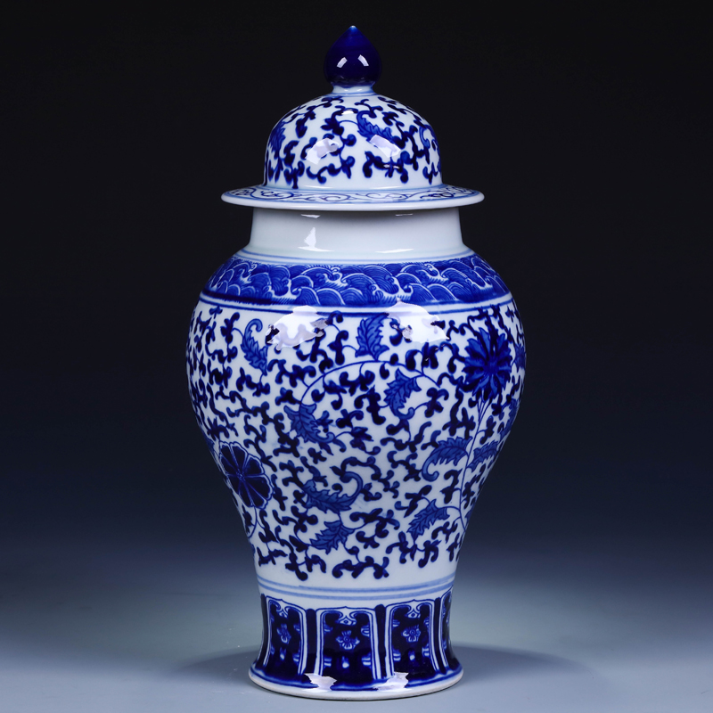 Jingdezhen ceramic vases, flower receptacle furnishing articles archaize the general pot of blue and white porcelain vase home sitting room fashion accessories