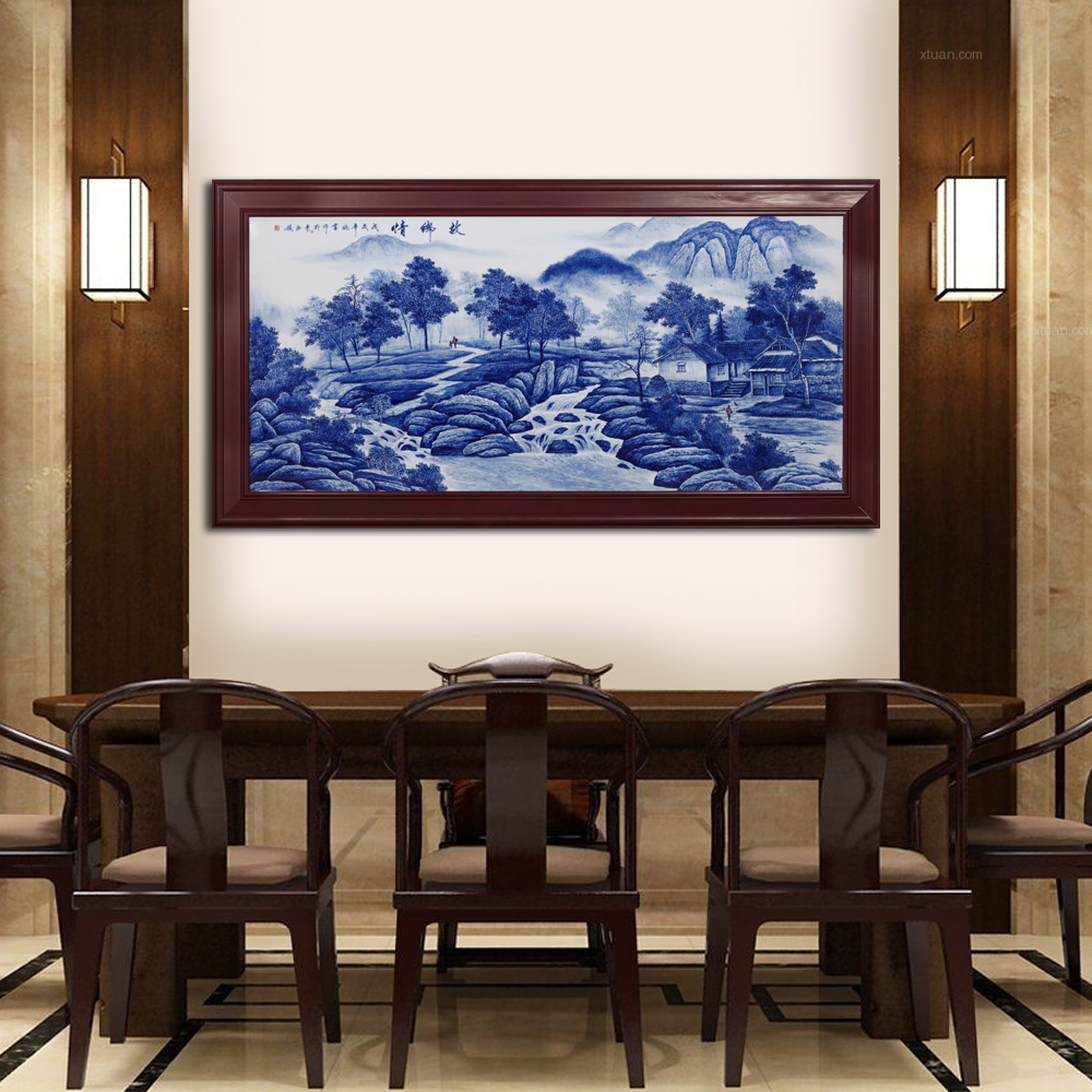 Jingdezhen ceramics hand - made porcelain plate painting landscapes sitting room porch decoration of Chinese style household, hang dish mural arts and crafts