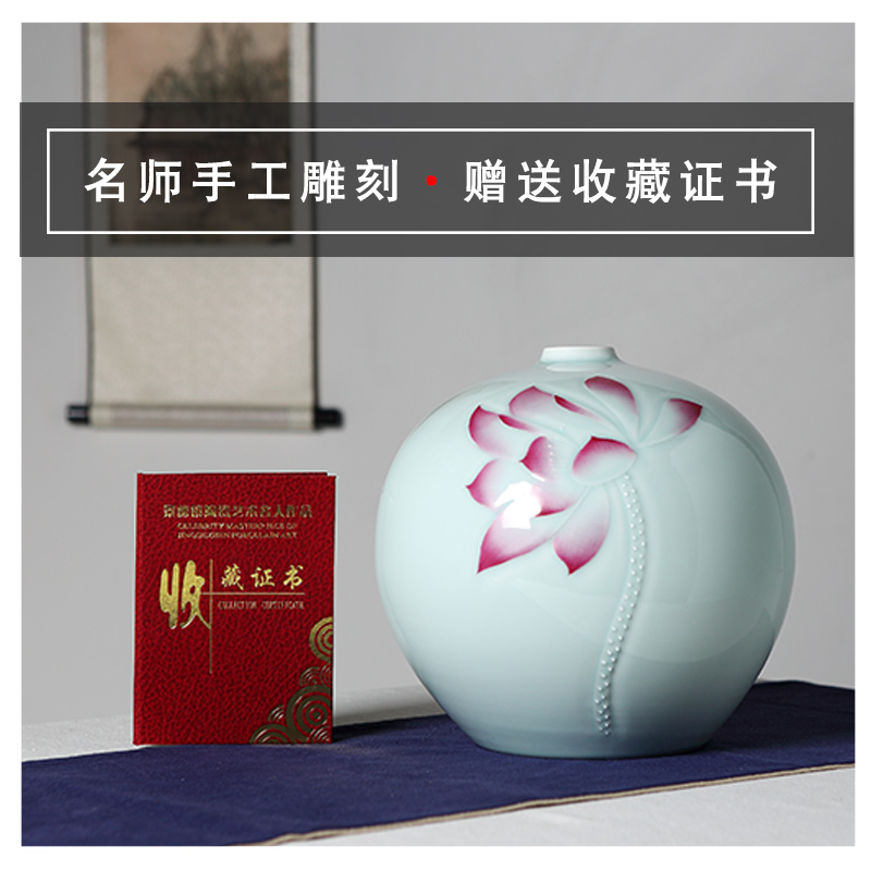 Jingdezhen chinaware lotus pomegranate vases, flower arrangement, zen new Chinese style household adornment rich ancient frame furnishing articles