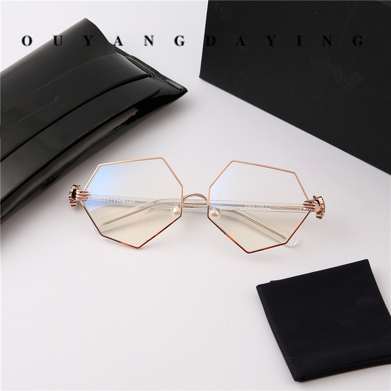 Màu đỏ ròng với khung mũi ngọc đa giác cọ kim loại kính trang trí khung nữ phẳng gương khung kính kính đa tròng
