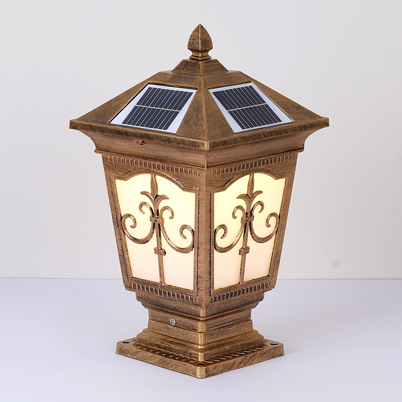Solar Lamp Outdoor Courtyard Lamp Home Super Bright Wall Lamp Door Column Lamp Outdoor Garden Villa Waterproof Column Head Lamp