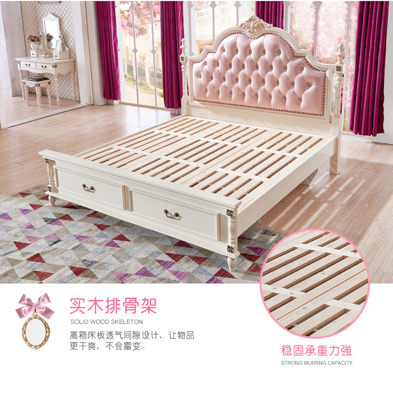 cô gái Mỹ giường con 1,8 / 1,5 m châu Âu cô gái tuổi teen đôi hồng công chúa ngủ trên giường - Giường giá giường sắt