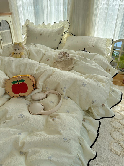 Class a four-piece bed set 2026 new Korean style quilt cover sheet double yarn student single bed dormitory three-piece set 2