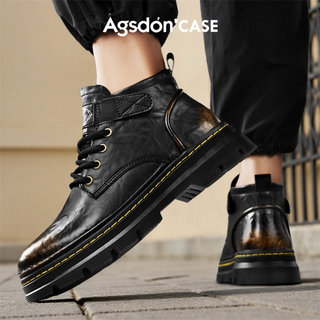 Botas augu shiden martin para hombre, botas de trabajo altas de estilo retro británico de invierno, zapatos de cuero para hombre 2025