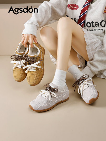 Augushiden yellow moral training shoes women's shoes 2026 new spring thick-soled increased retro soft-soled ballet sneakers
