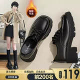 Обувь для кожаной обуви в английском стиле, зимние демисезонные флисовые лоферы на платформе, туфли, в британском стиле, 2022