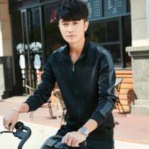 Spring and autumn new sports suit mens leisure long sleeve sportswear fitness large size morning running sweater two-piece suit men