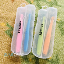 Spot USA Kireco Soft Silicone Gel Soft Head Spoon Baby Cutlery Accessory Spoon With Portable Box