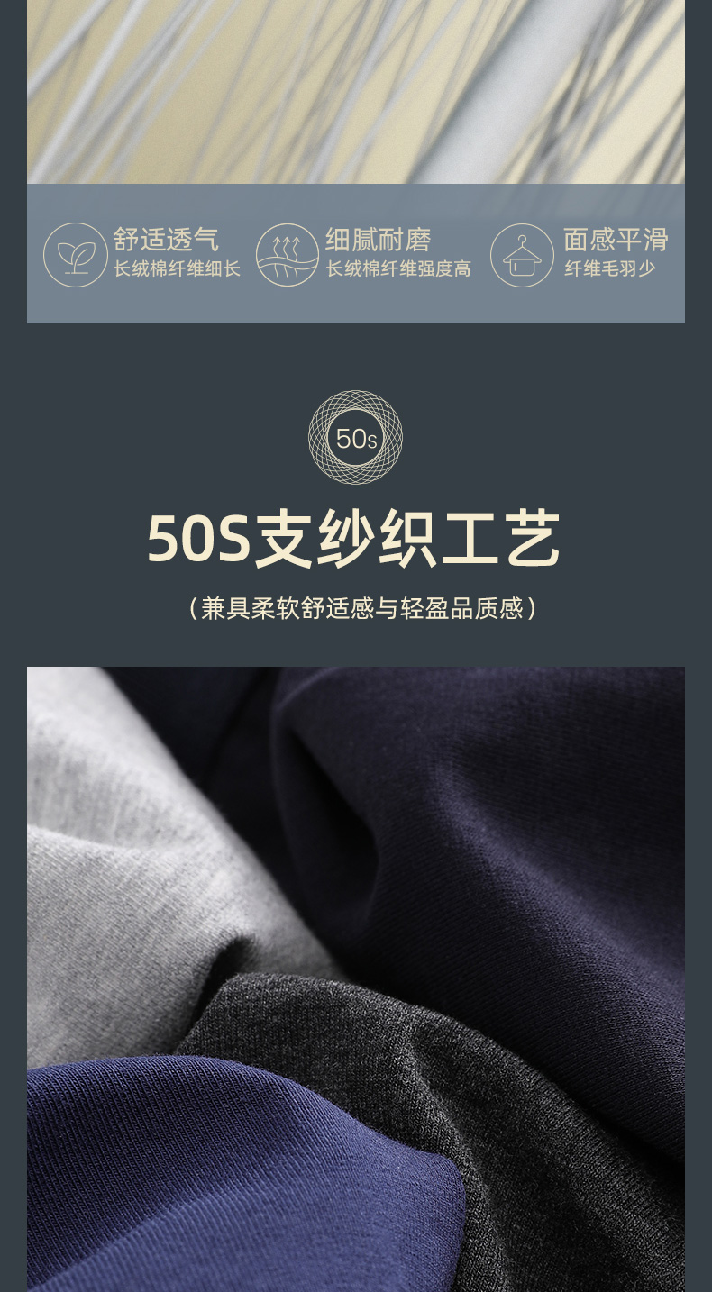 金利来 男士50支阿瓦提长绒棉 桑蚕丝抗菌内裤 4条 图6
