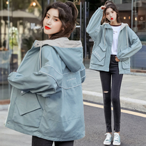 Pregnant womens jackets spring and autumn 2021 new Korean loose plus-size tops cover the belly and wear short windbreakers during pregnancy