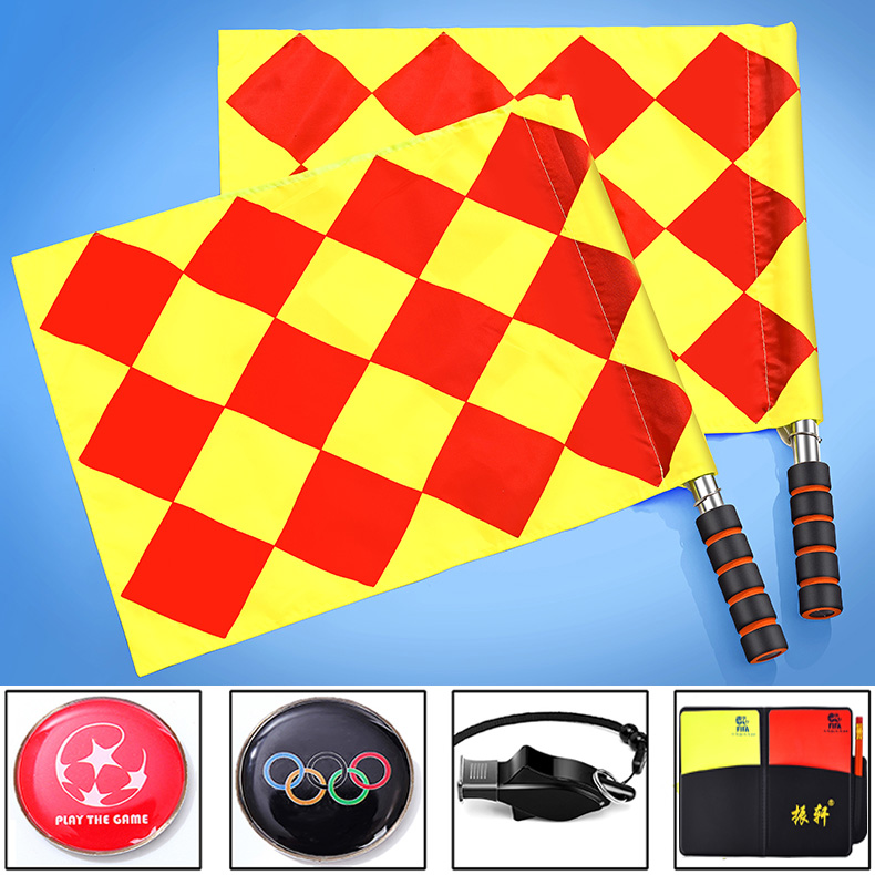 Zhenxuan football match patrol flag red and yellow card picker whistle football referee equipment set